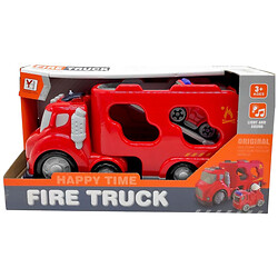 Грузовик автовоз пожарный с машинкой, техникой, свет, звук, YA HANG TOYS