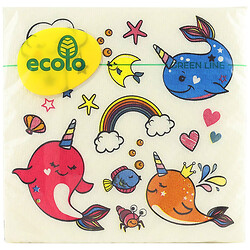 Салфетки бумажные Ecolo Сказка 2 слоя 33х33 см