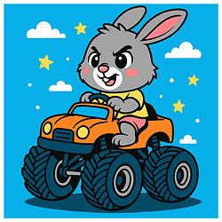 Картина за номерами "Заєць на машині", 25х25 см, Ідейка