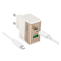 Hoco CS71A Apple iPhone SE 2022 / iPhone 14 Pro Max / iPhone 14 Plus / iPhone 14 Pro / iPhone 14 / iPhone 13 Pro / iPhone 13 Mini / iPhone 13 / iPhone 13 Pro Max / iPhone 12 Mini / iPhone 12 Pro Max / iPhone 12 Pro, З кабелем, Lightning, Білий