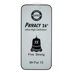 Захисне скло Apple iPhone 15 Plus, Антишпигун, 5S UHD, Чорний