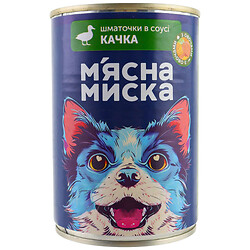 Консервы для собак Мясная Миска кусочки утки с овощами в соусе 415 г