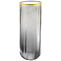Ваза для цветов стеклянная цилиндрическая с золотым ободком.