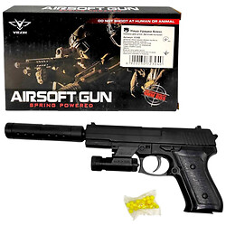 Пистолет с пульками, лазер+синий свет+глушитель, Mic