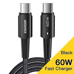 USB кабель CAB-USB-Type-C-to-Type-C-60W-0.5M-BLACK, Type-C, 0.5 м., Черный