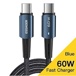 USB кабель CAB-USB-Type-C-to-Type-C-60W-1M-BLUE, Type-C, 1.0 м., Синий