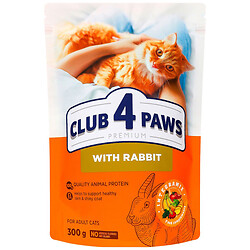 Корм для взрослых кошек сухой С4Р "Premium" с кроликом, 300 г, Клуб 4 лапи