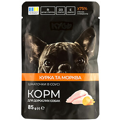 Корм для взрослых собак "Кусь" с курицей, морковью, пауч 85 г, Кусь