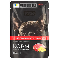 Корм для взрослых собак Кусь с говядиной, тыквой, пауч, 85 г