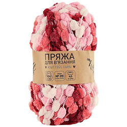 Пряжа для в'язання з помпонами Craft time 100 г, 45 м тон №09