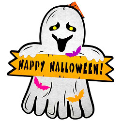 Декор из фетра 3мм "Призрак Happy Hellowеen", Аплі Краплі