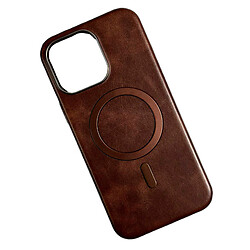 Чехол (накладка) Apple iPhone 13 Pro Max, Leather Magnetic Metal Frame, MagSafe, Коричневый
