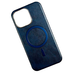 Чохол (накладка) Apple iPhone 14, Leather Magnetic Metal Frame, MagSafe, Синій