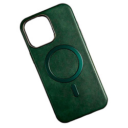 Чехол (накладка) Apple iPhone 15 Pro, Leather Magnetic Metal Frame, MagSafe, Зеленый