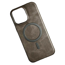 Чехол (накладка) Apple iPhone 16, Leather Magnetic Metal Frame, MagSafe, Серый