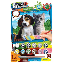 Картина по номерам "Щенок и котенок", Dankotoys