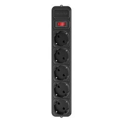 Сетевой удлинитель Maxxter SPM5-G-6В, 1.8 м., Черный