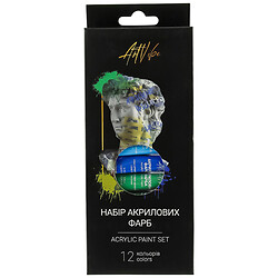 Набор акриловых красок Pictoria ArtVibe в тюбиках, 12 цветов.