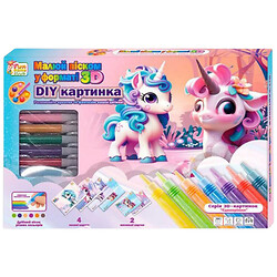 Рисуй песком "Единорожки", 6 карточек, 6 цветов песка, щетка, в коробке, 4FUN Game Club