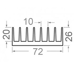 Радиатор ребристый алюминиевый ALPR-050X72