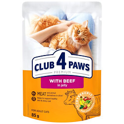Корм для кошек C4Р Premium с говядиной в желе, пауч 85 г