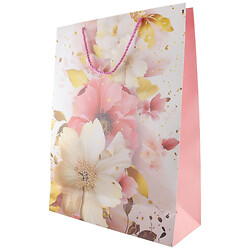 Пакет подарочный бумажный с принтом Цветы 31х41х12 см