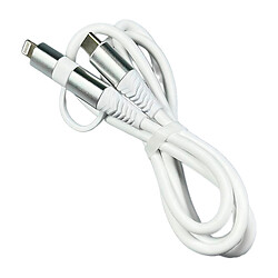 USB кабель WUW X228 Apple iPhone SE 2022 / iPhone 14 Pro Max / iPhone 14 Plus / iPhone 14 Pro / iPhone 14 / iPhone 13 Pro / iPhone 13 Mini / iPhone 13 / iPhone 13 Pro Max / iPhone 12 Mini / iPhone 12 Pro Max, Lightning, Type-C, 1.0 м., Білий