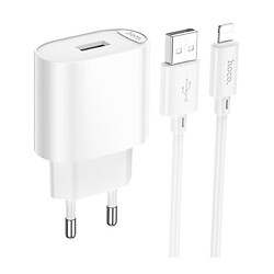 СЗУ Hoco C109A Fighter Apple iPhone SE 2022 / iPhone 14 Pro Max / iPhone 14 Plus / iPhone 14 Pro / iPhone 14 / iPhone 13 Pro / iPhone 13 Mini / iPhone 13 / iPhone 13 Pro Max / iPhone 12 Mini / iPhone 12 Pro Max / iPhone 12 Pro, Lightning, З кабелем, Білий