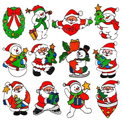 Наклейка силіконова із новорічними малюнками на скло, мікс видів, 1 шт, 20x15см, Mic