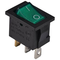 Перемикач Rocker KCD1-2-101N GREEN BUTTON 220V