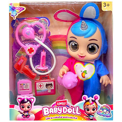 Лялька гумова "Cry Baby", висота 25 см, каже, сміється, плаче, одяг, знімний, рухливі кінцівки, пляшечка, пустушка, аксесуари, рожево-синя, Mic