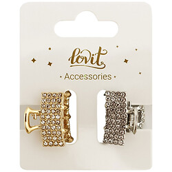 Набор крабов металлических для волос со стразами