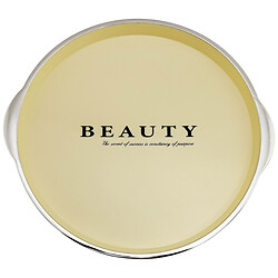 Піднос пластиковий круглий з ручкою золотиста окантовка малий