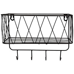 Поличка для ванної кімнати металева, прямокутна з гачками