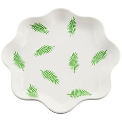 Тарілка фарфорова фігурна з малюнком Листочки d=20 см