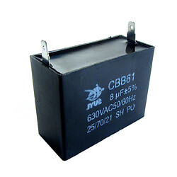 Конденсатор для однофазных электродвигателей (CBB-61) 8mkf - 630 VAC (±5%)