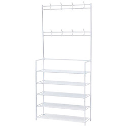 Вішалка для одягу 171х60х25 см металева з полицями для взуття біла
