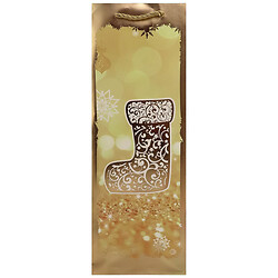 Пакет подарочный бумажный для бутылки "Рождественский", золотой, 12х35х9 см