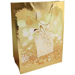 Пакет подарочный бумажный "Рождественский", золотой, 31х40х12 см