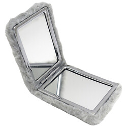 Зеркало карманное двухстороннее прямоугольное пушистое, 6х8,5 см