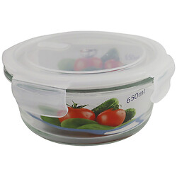 Контейнер харчовий скляний круглий з пластиковою кришкою, 600 мл