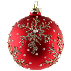 Шарик елочный стеклянный с узором, d=8 см