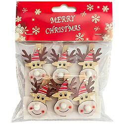 Набор прищепок новогодних деревянных, 6 шт.