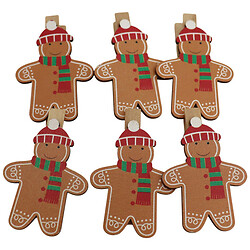 Набор прищепок новогодних деревянных, 6 шт.