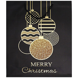 Пакет подарунковий паперовий "Merry Christmas", чорний, 31х40х12 см