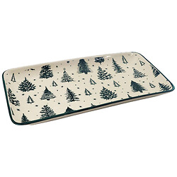 Тарілка фарфорова прямокутна "Різдвяна" біло-зелена, 31х16 см