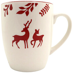 Чашка порцелянова біла з малюнком "Олені", 285 мл