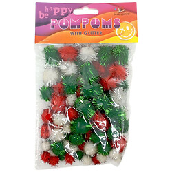 Помпоны блестящие, разные размеры, 3 цвета, 80шт, Art Studio Of Happiness