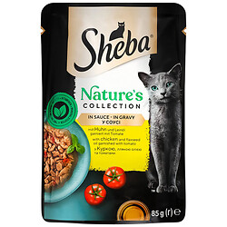 Корм для кошек SHEBA с курицей, льняным маслом, в томатном в соусе, пауч 85 г