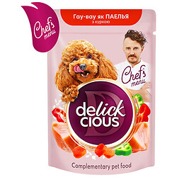 Корм для собак DELICKCIOUS вкус паэлья, с курицей, рисом пауч 85 г